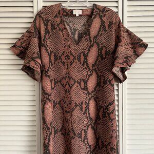 KARLIE dress brown & black snakeskin print women’s small